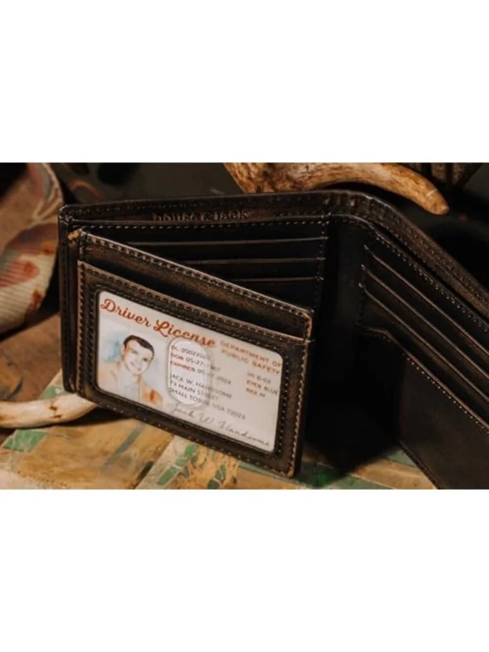 Men's Bifold Wallet - Double ID, 2 ID Windows, Durable Leather, Stylish